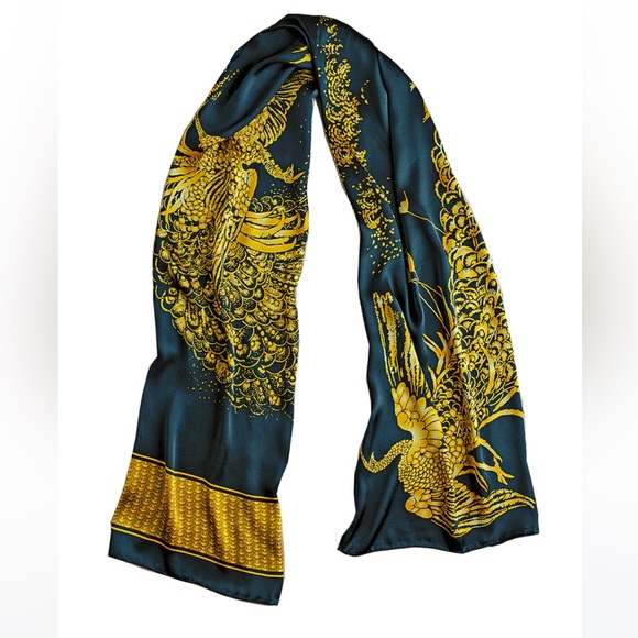 Freer Sacker silk scarf The Peacock Room blue & gold Smithsonian Museum - Picture 9 of 11